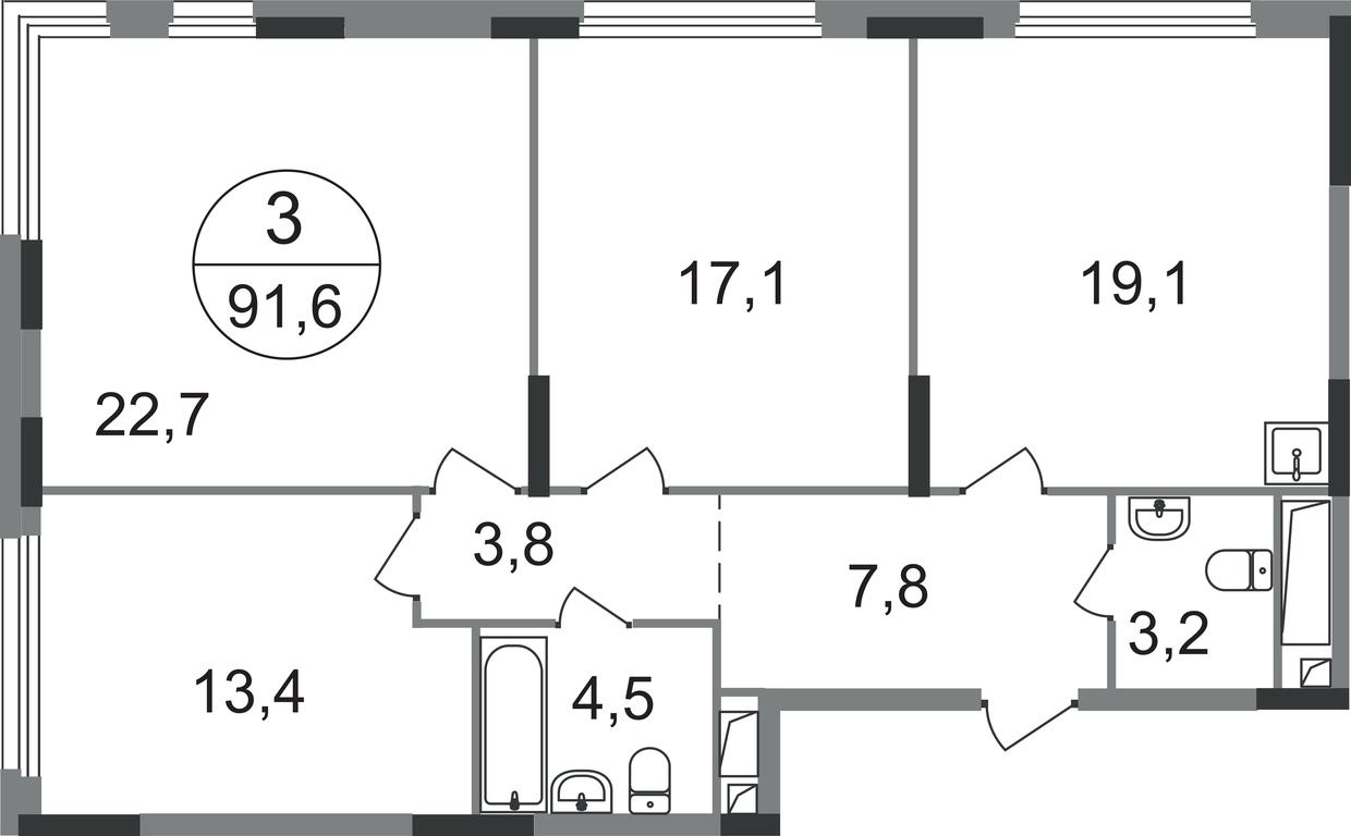 3-BD Apartment Sale, 91.6平方米 at Peredelkino Blizhnee, Korneya Chukovskogo Street, 1, Vnukovskoye Settlement, Moscow, Russia #1 3-BD Apartment Sale, 91.6平方米 at Peredelkino Blizhnee, Korneya Chukovskogo Street, 1, Vnukovskoye Settlement, Moscow, Russia #1