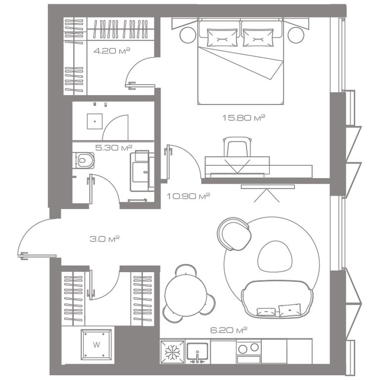 1-BD Apartment Sale, 49.9平方米 at Lunar, Leninsky Avenue, 38, Moscow, Russia #1 1-BD Apartment Sale, 49.9平方米 at Lunar, Leninsky Avenue, 38, Moscow, Russia #1