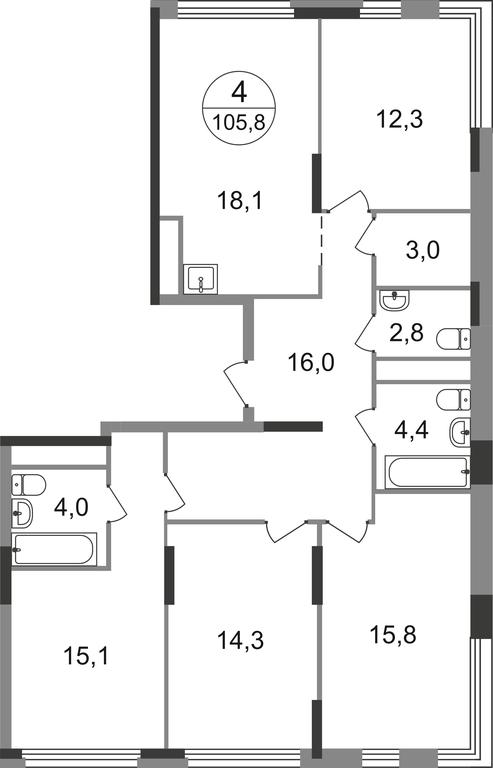4-BD Apartment Sale, 105.8平方米 at Peredelkino Blizhnee, Korneya Chukovskogo Street, 1, Vnukovskoye Settlement, Moscow, Russia #1