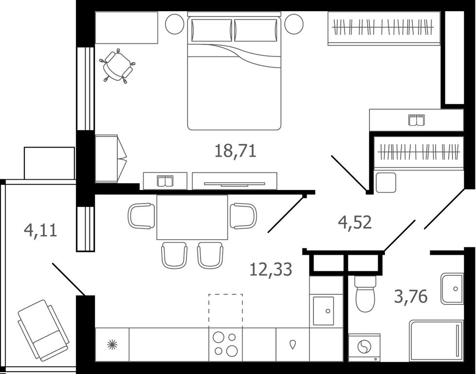 1-BD Apartment Sale, 41 sq. m. at Desyatka, Molodyozhnaya Street, 8, Ramenskoye, Moscow Region, Russia #1