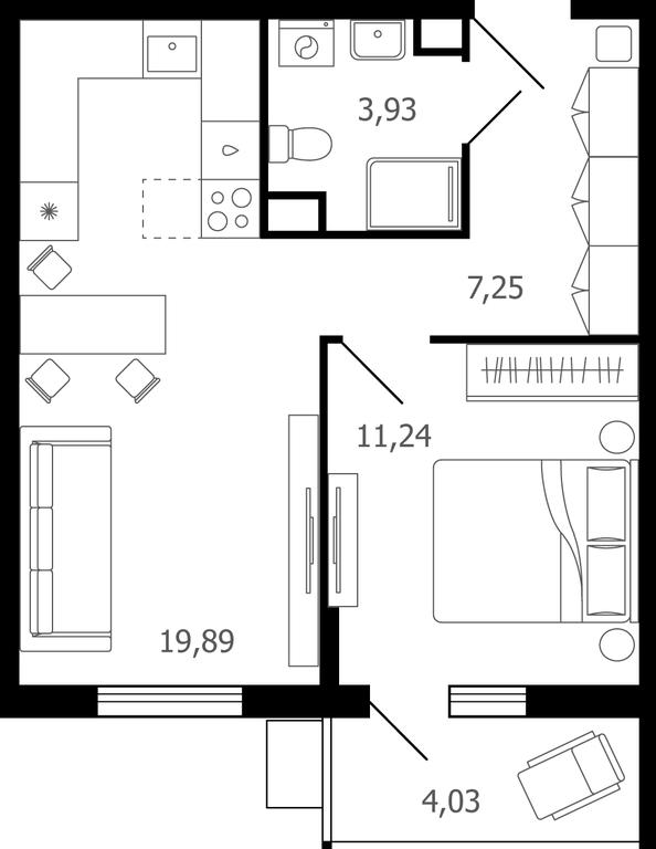 2-BD Apartment Sale, 43.7 sq. m. at Desyatka, Molodyozhnaya Street, 8, Ramenskoye, Moscow Region, Russia #1