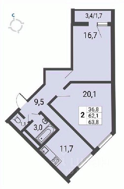 1-BD Apartment Sale, 63.8 sq. m. at Nekrasovka, Lipchanskogo Street, Moscow, Russia #1