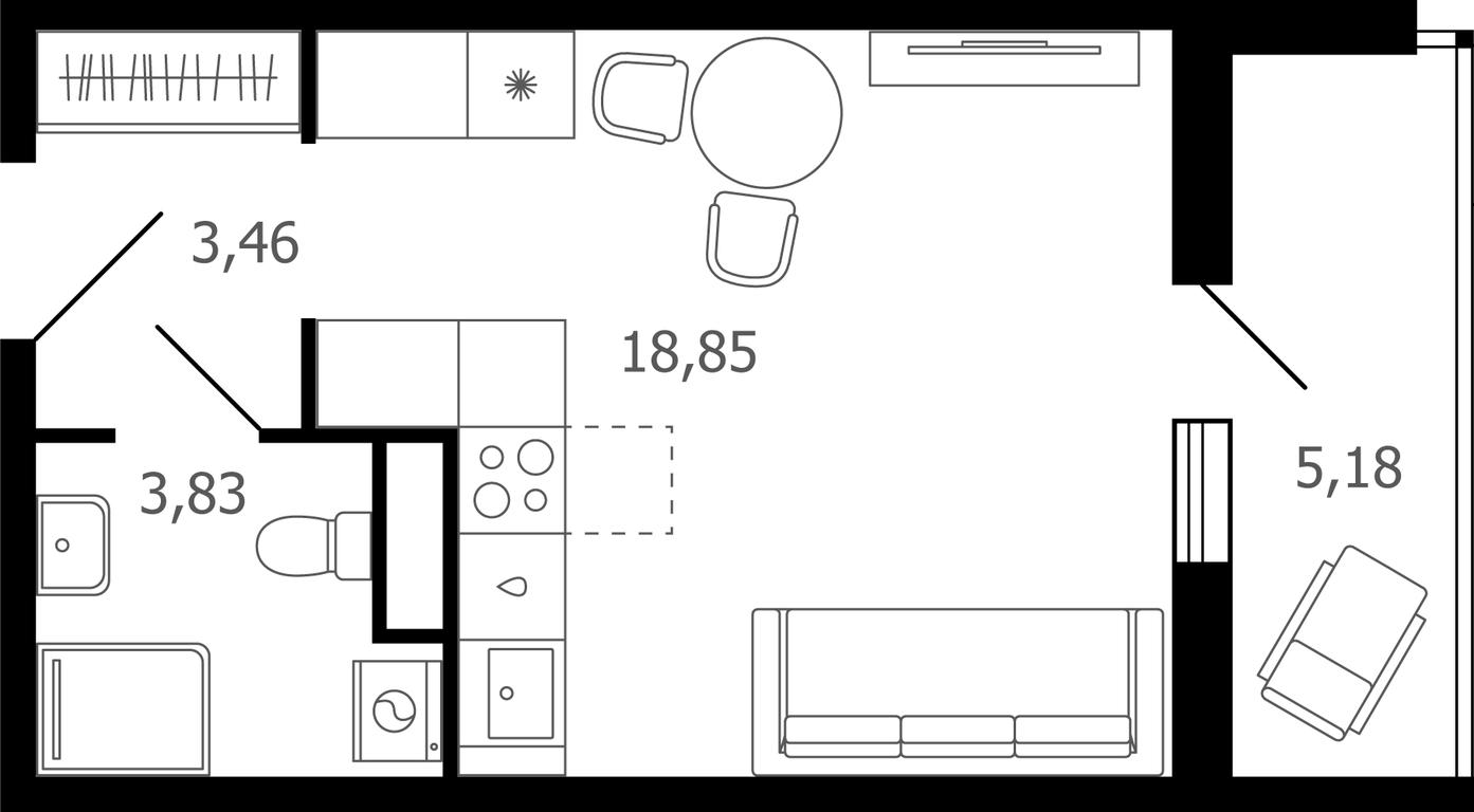 Apartment Sale, 28.9 sq. m. at Desyatka, Molodyozhnaya Street, 8, Ramenskoye, Moscow Region, Russia #1