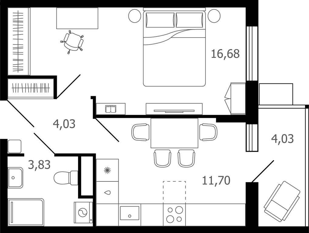 1-BD Apartment Sale, 37.4 sq. m. at Desyatka, Molodyozhnaya Street, 8, Ramenskoye, Moscow Region, Russia #1