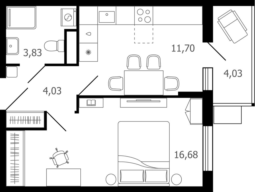 1-BD Apartment Sale, 37.6 sq. m. at Desyatka, Molodyozhnaya Street, 8, Ramenskoye, Moscow Region, Russia #1