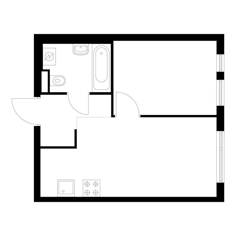 1-BD Apartment Sale, 32.6 sq. m. at Ilinskie Luga, Zapovednaya Street, 1, posyolok Ilyinskoye-Usovo, Krasnogorsk City District, Moscow Region, Russia #1