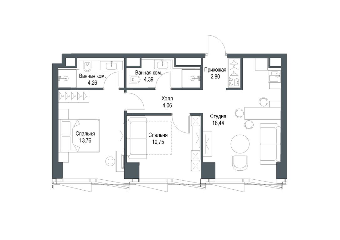 Продажа 2-комн. квартиры, 58,48 м² в ЖК «Феймос (Famous)», Багратионовский проезд, 5к2, Москва, Россия #1 Продажа 2-комн. квартиры, 58,48 м² в ЖК «Феймос (Famous)», Багратионовский проезд, 5к2, Москва, Россия #1