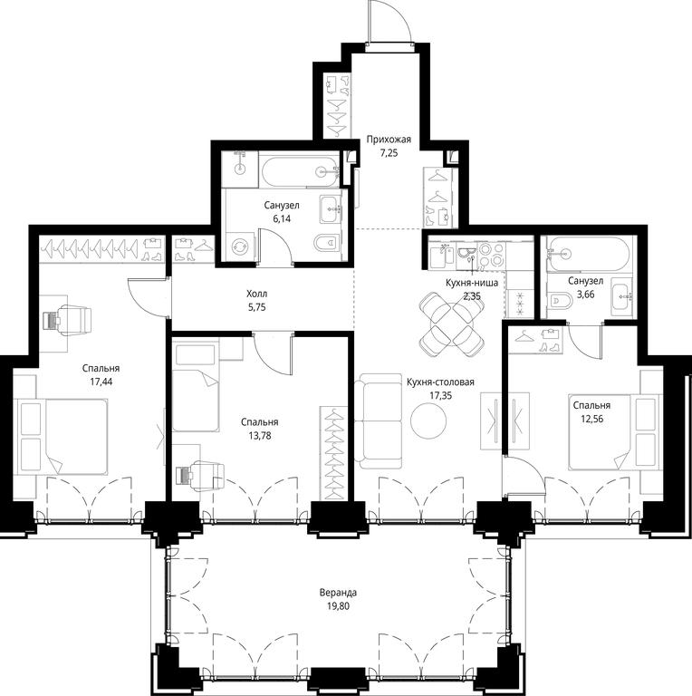 3-BD Apartment Sale, 106.08 sq. m. at City Bay, Volokolamskoye Highway, 95с3, Moscow, Russia #1 3-BD Apartment Sale, 106.08 sq. m. at City Bay, Volokolamskoye Highway, 95с3, Moscow, Russia #1
