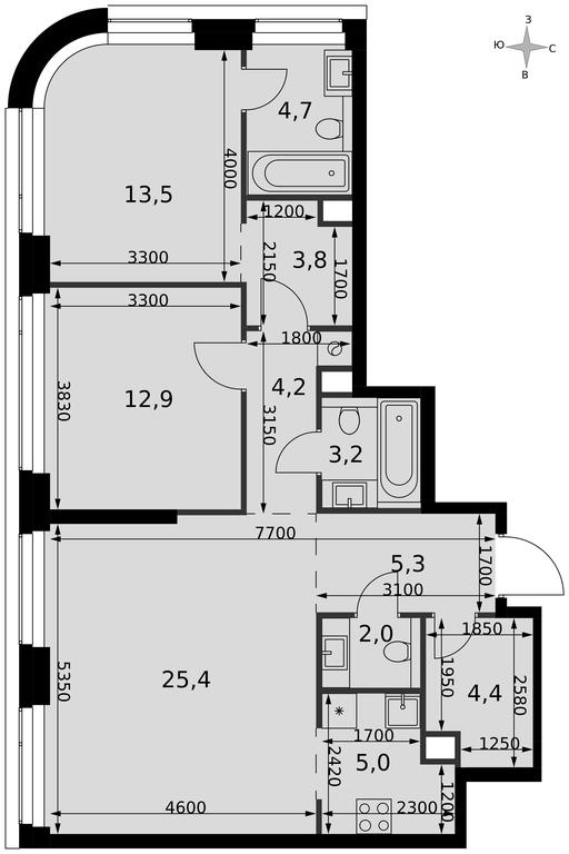 3-BD Apartment Sale, 84.4 sq. m. at Amber City, 3rd Khoroshyovsky Drive, 3А, Moscow, Russia #2 3-BD Apartment Sale, 84.4 sq. m. at Amber City, 3rd Khoroshyovsky Drive, 3А, Moscow, Russia #2