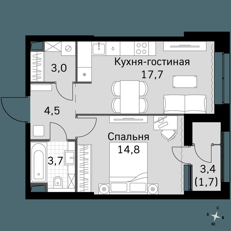 1-BD Apartment Sale, 45.4 sq. m. at Sky Garden, Stroitelny Drive, 9с6, Moscow, Russia #1 1-BD Apartment Sale, 45.4 sq. m. at Sky Garden, Stroitelny Drive, 9с6, Moscow, Russia #1