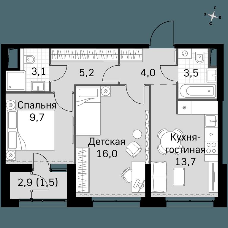 2-BD Apartment Sale, 56.7 sq. m. at Sky Garden, Stroitelny Drive, 9с6, Moscow, Russia #1 2-BD Apartment Sale, 56.7 sq. m. at Sky Garden, Stroitelny Drive, 9с6, Moscow, Russia #1