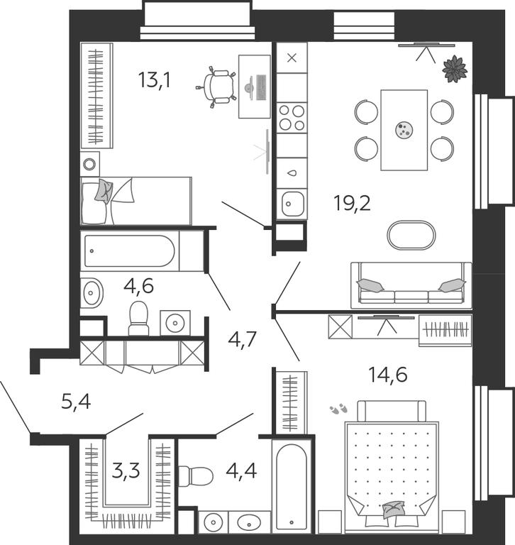 2-BD Apartment Sale, 69.3 sq. m. at Shagal, Автозаводская улица, 23, Москва, Россия #1 2-BD Apartment Sale, 69.3 sq. m. at Shagal, Автозаводская улица, 23, Москва, Россия #1