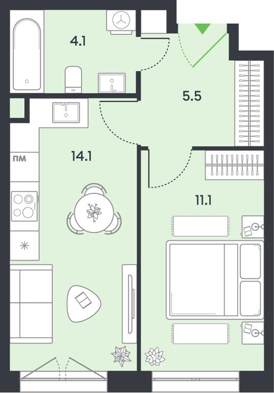 1-BD Apartment Sale, 34.8 sq. m. at balance, Ryazansky Avenue, Moscow, Russia #1
