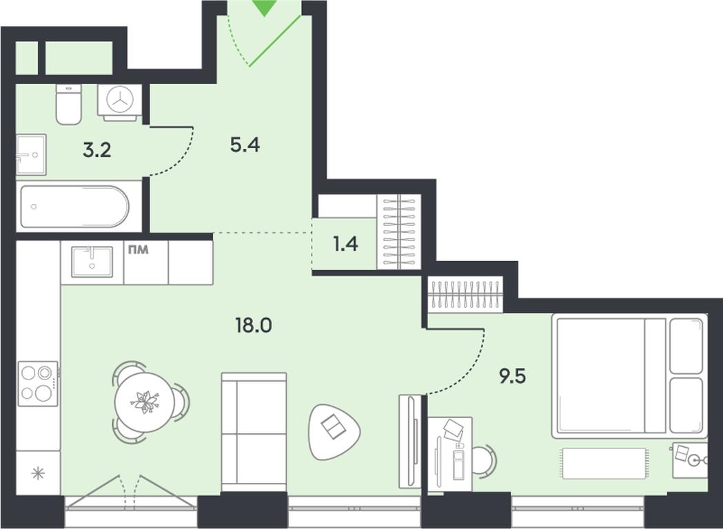 1-BD Apartment Sale, 37.5平方米 at balance, Ryazansky Avenue, Moscow, Russia #1 1-BD Apartment Sale, 37.5平方米 at balance, Ryazansky Avenue, Moscow, Russia #1