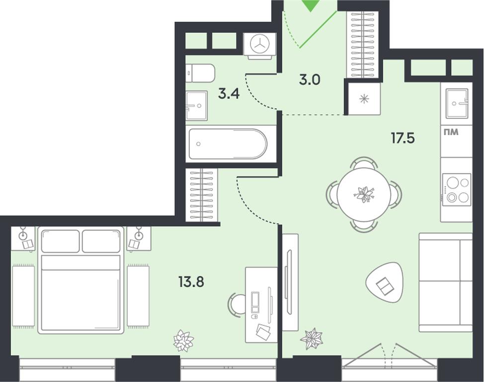1-BD Apartment Sale, 37.7平方米 at balance, Ryazansky Avenue, Moscow, Russia #1 1-BD Apartment Sale, 37.7平方米 at balance, Ryazansky Avenue, Moscow, Russia #1