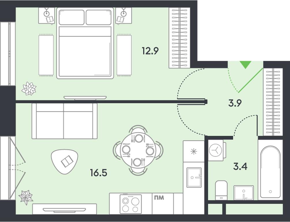1-BD Apartment Sale, 36.7 sq. m. at balance, Ryazansky Avenue, Moscow, Russia #1