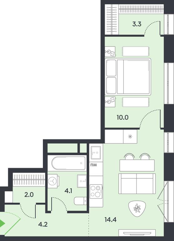 1-BD Apartment Sale, 38 sq. m. at balance, Ryazansky Avenue, Moscow, Russia #1 1-BD Apartment Sale, 38 sq. m. at balance, Ryazansky Avenue, Moscow, Russia #1
