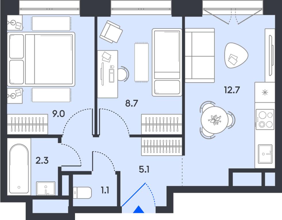 2-BD Apartment Sale, 38.9 sq. m. at balance, Ryazansky Avenue, Moscow, Russia #1