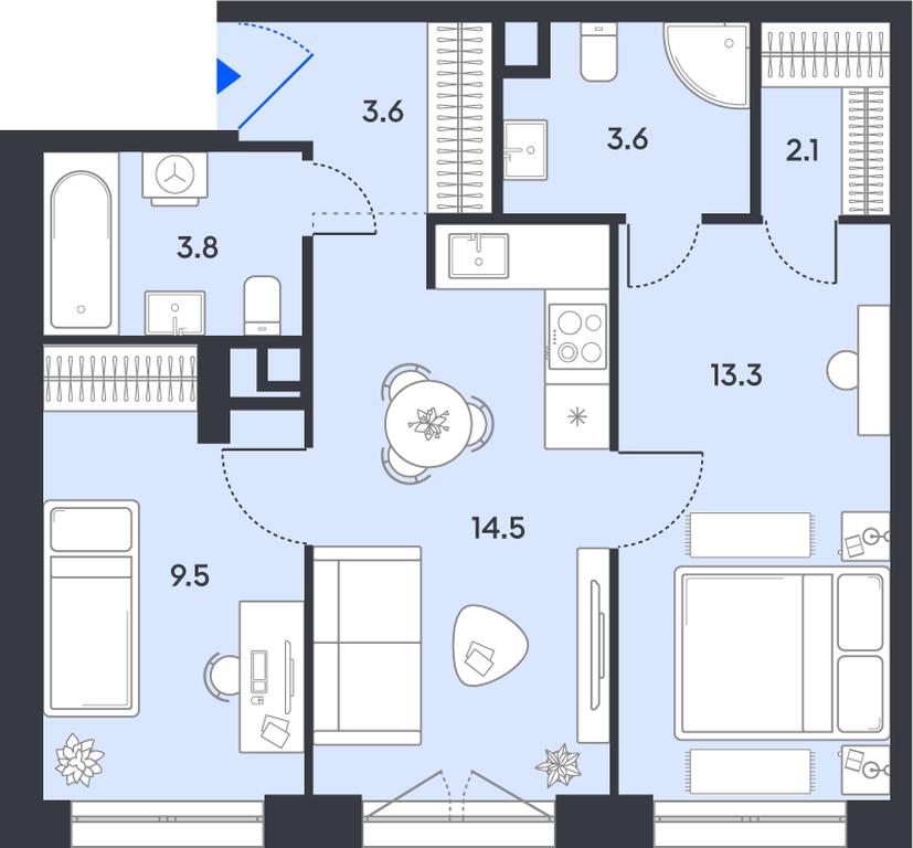2-BD Apartment Sale, 50.4平方米 at balance, Ryazansky Avenue, Moscow, Russia #1 2-BD Apartment Sale, 50.4平方米 at balance, Ryazansky Avenue, Moscow, Russia #1