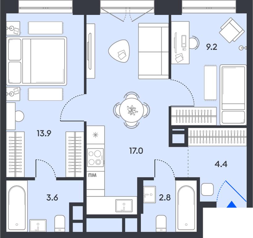 2-BD Apartment Sale, 50.9平方米 at balance, Ryazansky Avenue, Moscow, Russia #1 2-BD Apartment Sale, 50.9平方米 at balance, Ryazansky Avenue, Moscow, Russia #1