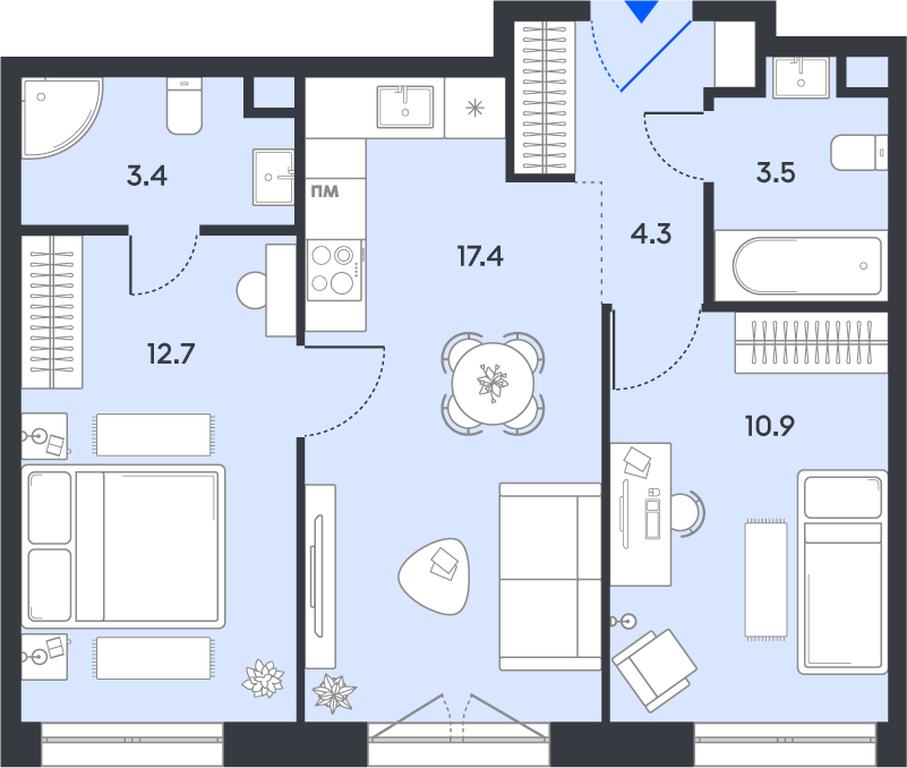 2-BD Apartment Sale, 52.2 sq. m. at balance, Ryazansky Avenue, Moscow, Russia #1 2-BD Apartment Sale, 52.2 sq. m. at balance, Ryazansky Avenue, Moscow, Russia #1