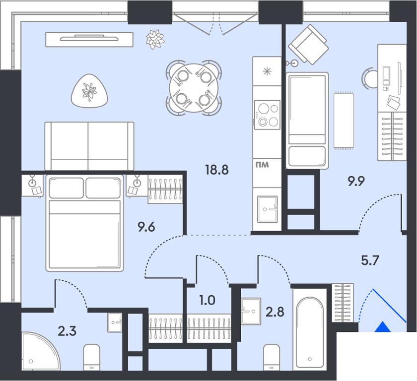 2-BD Apartment Sale, 50.1平方米 at balance, Ryazansky Avenue, Moscow, Russia #1 2-BD Apartment Sale, 50.1平方米 at balance, Ryazansky Avenue, Moscow, Russia #1