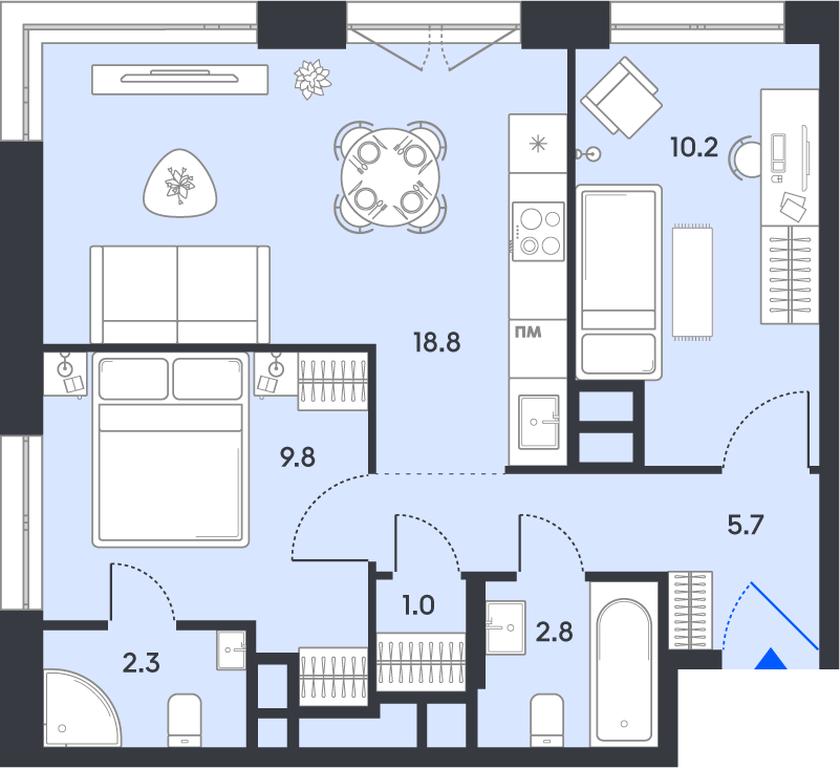 2-BD Apartment Sale, 50.6平方米 at balance, Ryazansky Avenue, Moscow, Russia #1 2-BD Apartment Sale, 50.6平方米 at balance, Ryazansky Avenue, Moscow, Russia #1