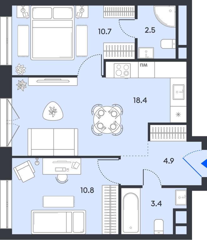 2-BD Apartment Sale, 50.7平方米 at balance, Ryazansky Avenue, Moscow, Russia #1 2-BD Apartment Sale, 50.7平方米 at balance, Ryazansky Avenue, Moscow, Russia #1