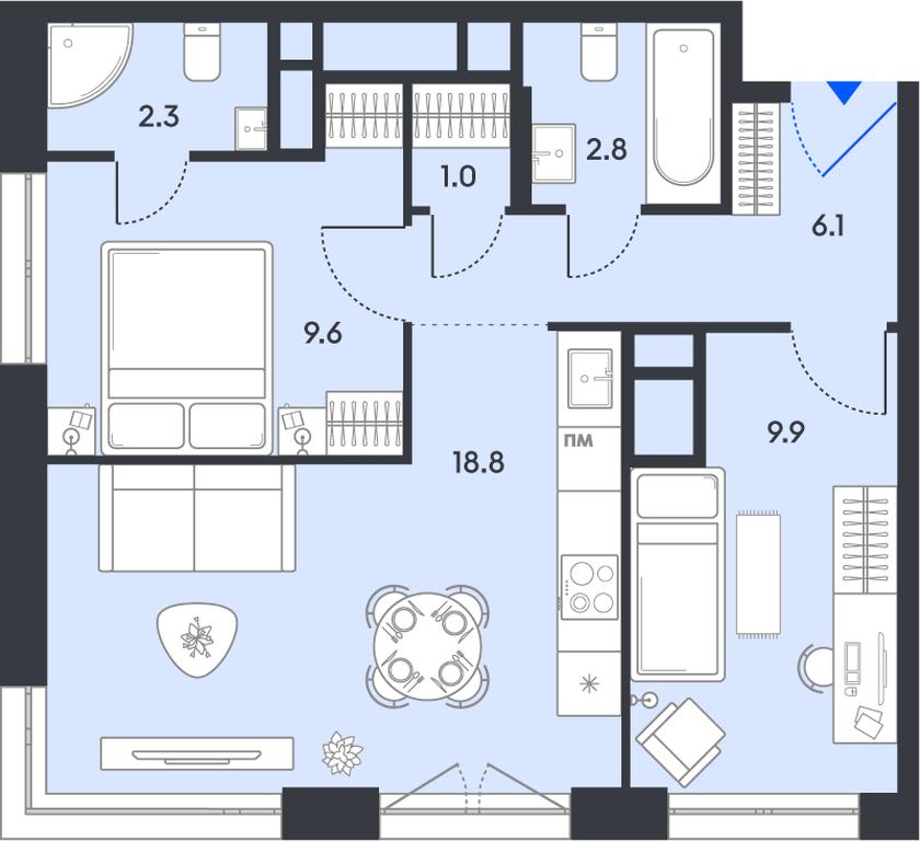 2-BD Apartment Sale, 50.5平方米 at balance, Ryazansky Avenue, Moscow, Russia #1 2-BD Apartment Sale, 50.5平方米 at balance, Ryazansky Avenue, Moscow, Russia #1