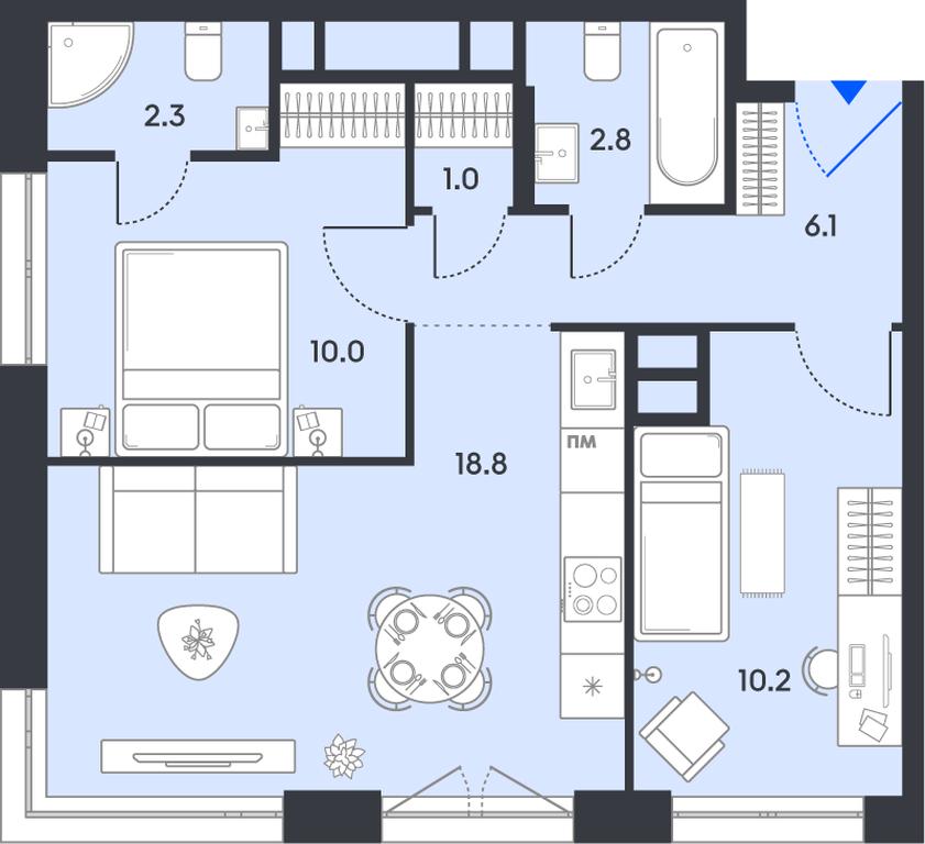 2-BD Apartment Sale, 51.2 sq. m. at balance, Ryazansky Avenue, Moscow, Russia #1 2-BD Apartment Sale, 51.2 sq. m. at balance, Ryazansky Avenue, Moscow, Russia #1
