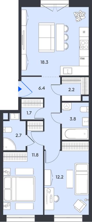 2-BD Apartment Sale, 59.1平方米 at balance, Ryazansky Avenue, Moscow, Russia #1 2-BD Apartment Sale, 59.1平方米 at balance, Ryazansky Avenue, Moscow, Russia #1