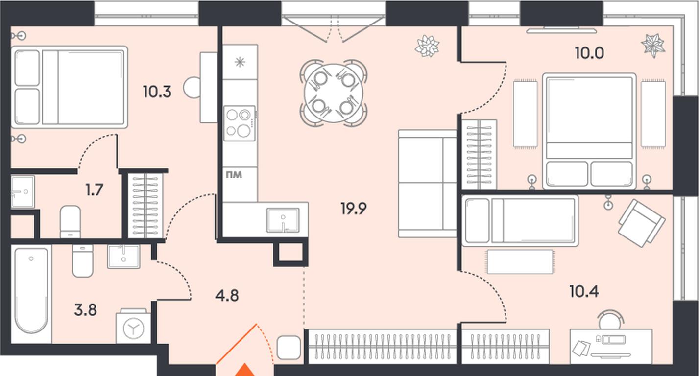 3-BD Apartment Sale, 60.9 sq. m. at balance, Ryazansky Avenue, Moscow, Russia #1 3-BD Apartment Sale, 60.9 sq. m. at balance, Ryazansky Avenue, Moscow, Russia #1
