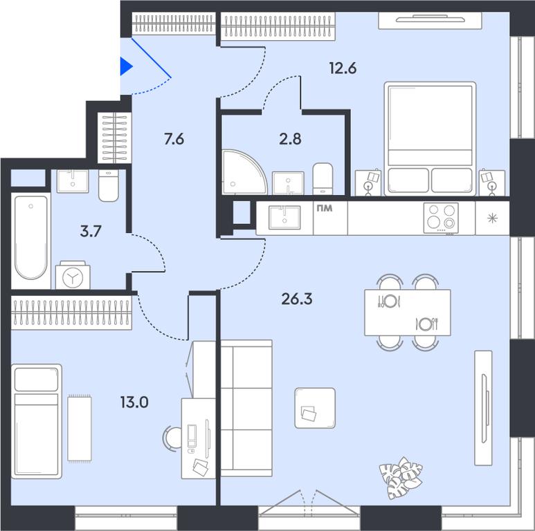2-BD Apartment Sale, 66 sq. m. at balance, Ryazansky Avenue, Moscow, Russia #1 2-BD Apartment Sale, 66 sq. m. at balance, Ryazansky Avenue, Moscow, Russia #1