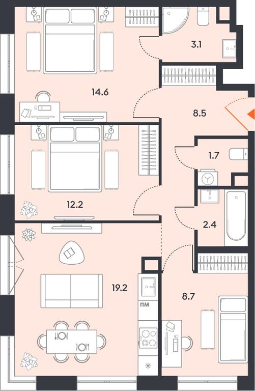 3-BD Apartment Sale, 70.4 sq. m. at balance, Ryazansky Avenue, Moscow, Russia #1 3-BD Apartment Sale, 70.4 sq. m. at balance, Ryazansky Avenue, Moscow, Russia #1