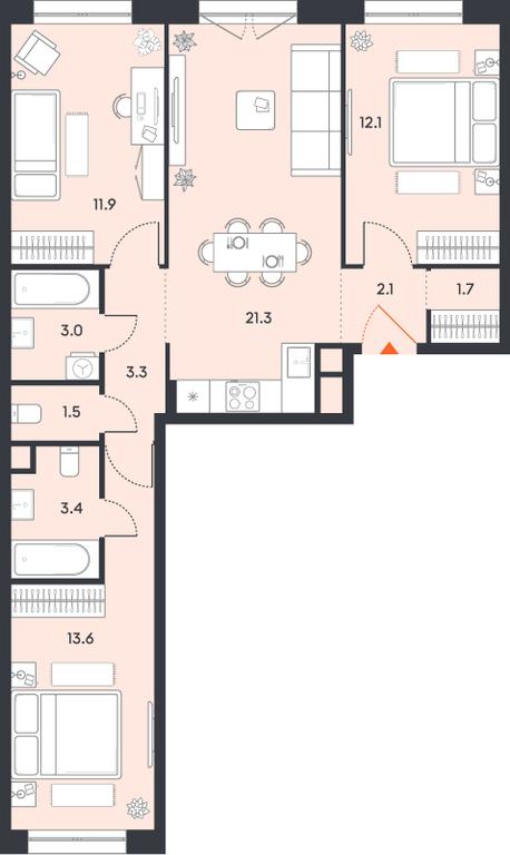3-BD Apartment Sale, 73.9 sq. m. at balance, Ryazansky Avenue, Moscow, Russia #1 3-BD Apartment Sale, 73.9 sq. m. at balance, Ryazansky Avenue, Moscow, Russia #1