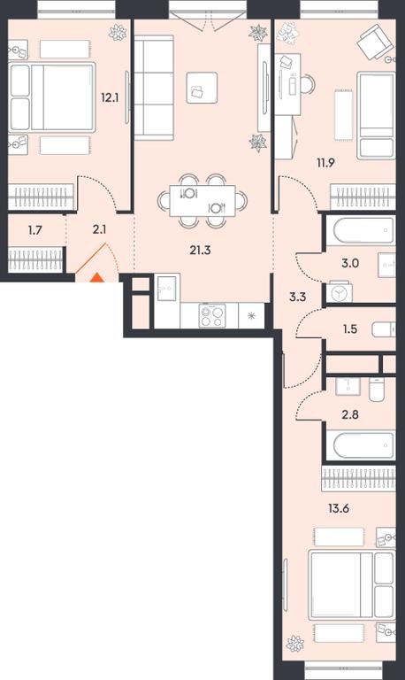3-BD Apartment Sale, 73.3 sq. m. at balance, Ryazansky Avenue, Moscow, Russia #1 3-BD Apartment Sale, 73.3 sq. m. at balance, Ryazansky Avenue, Moscow, Russia #1