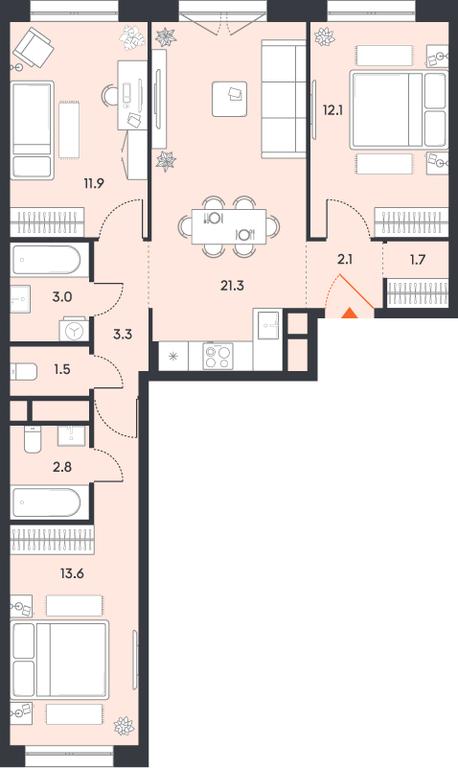 3-BD Apartment Sale, 73.3 sq. m. at balance, Ryazansky Avenue, Moscow, Russia #1 3-BD Apartment Sale, 73.3 sq. m. at balance, Ryazansky Avenue, Moscow, Russia #1