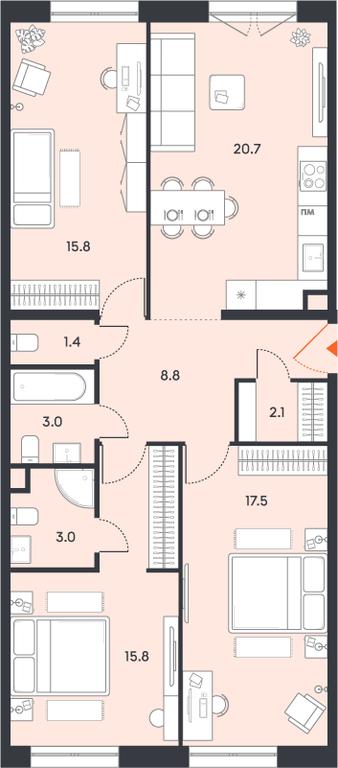 3-BD Apartment Sale, 88.1 sq. m. at balance, Ryazansky Avenue, Moscow, Russia #1 3-BD Apartment Sale, 88.1 sq. m. at balance, Ryazansky Avenue, Moscow, Russia #1