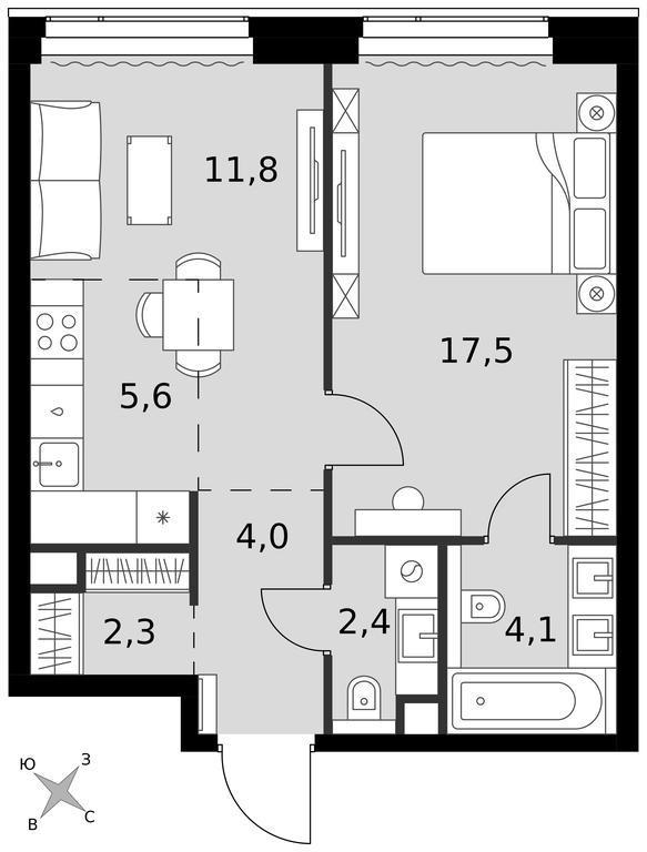 2-BD Apartment Sale, 47.7 sq. m. at Amber City, 3rd Khoroshyovsky Drive, 3А, Moscow, Russia #1