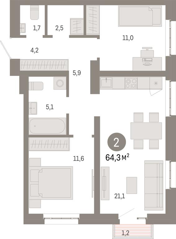 2-BD Apartment Sale, 64.3 sq. m. at Kvartal Metronom, Tagilskaya Street, Moscow, Russia #1 2-BD Apartment Sale, 64.3 sq. m. at Kvartal Metronom, Tagilskaya Street, Moscow, Russia #1