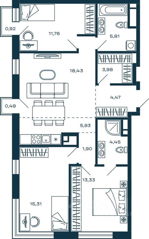 2-BD Apartment Sale, 85.8 sq. m. at M-5, Tsentralnaya ulitsa, Krasnogorsk, Moscow Region, Russia #1 2-BD Apartment Sale, 85.8 sq. m. at M-5, Tsentralnaya ulitsa, Krasnogorsk, Moscow Region, Russia #1