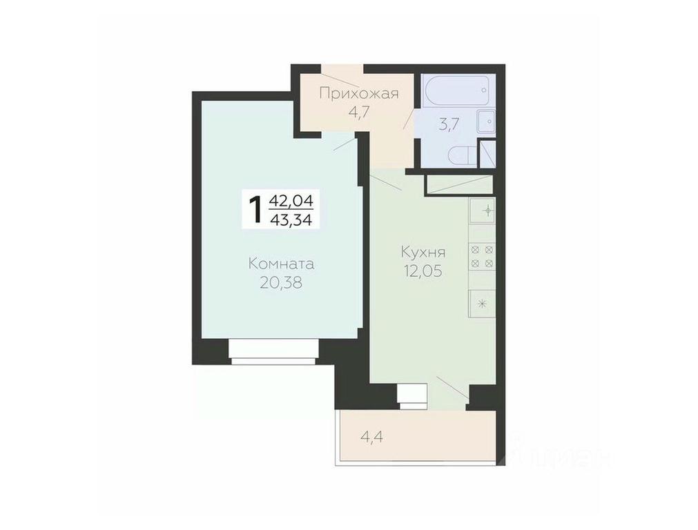 Apartment Sale, 43.34 sq. m. at Art-kvartal Onegin, Sadovaya Street, 3к1, Krasnaya Gorka Microdistrict, Podolsk, Moscow Region, Russia #1 Apartment Sale, 43.34 sq. m. at Art-kvartal Onegin, Sadovaya Street, 3к1, Krasnaya Gorka Microdistrict, Podolsk, Moscow Region, Russia #1