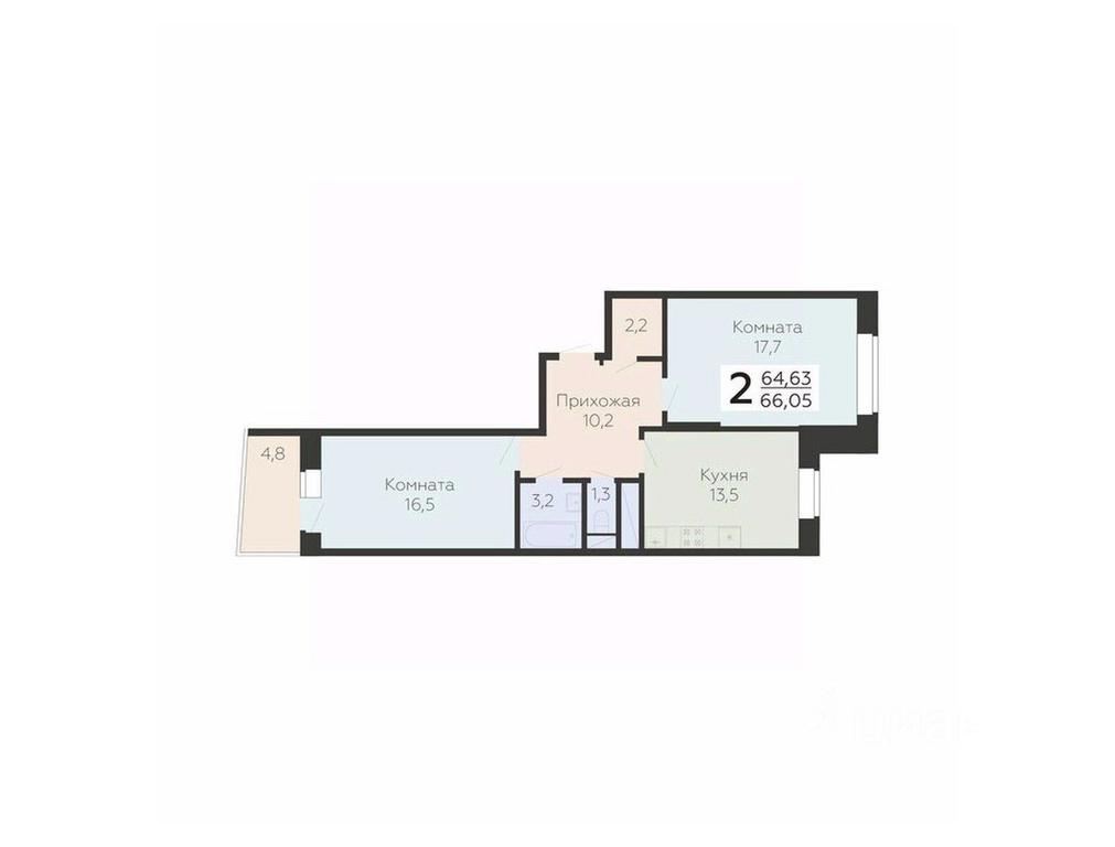 1-BD Apartment Sale, 66.05 sq. m. at Art-kvartal Onegin, Sadovaya Street, 3к1, Krasnaya Gorka Microdistrict, Podolsk, Moscow Region, Russia #1