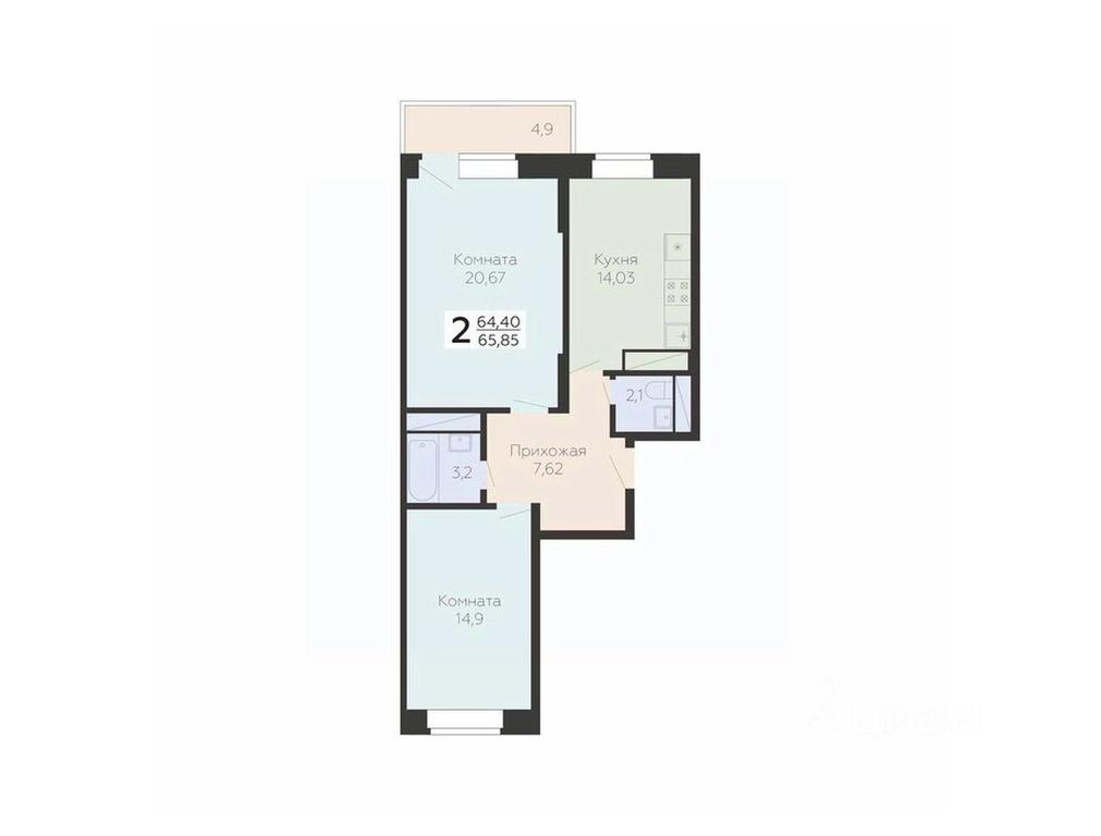 1-BD Apartment Sale, 65.85 sq. m. at Art-kvartal Onegin, Sadovaya Street, 3к1, Krasnaya Gorka Microdistrict, Podolsk, Moscow Region, Russia #1