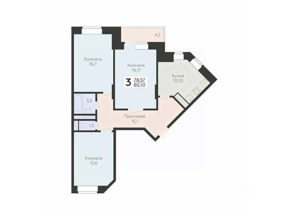 2-BD Apartment Sale, 80.1 sq. m. at Art-kvartal Onegin, Sadovaya Street, 3к1, Krasnaya Gorka Microdistrict, Podolsk, Moscow Region, Russia #1 2-BD Apartment Sale, 80.1 sq. m. at Art-kvartal Onegin, Sadovaya Street, 3к1, Krasnaya Gorka Microdistrict, Podolsk, Moscow Region, Russia #1