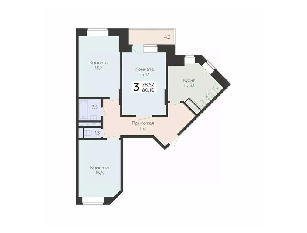 2-BD Apartment Sale, 80.1 sq. m. at Art-kvartal Onegin, Sadovaya Street, 3к1, Krasnaya Gorka Microdistrict, Podolsk, Moscow Region, Russia #1 2-BD Apartment Sale, 80.1 sq. m. at Art-kvartal Onegin, Sadovaya Street, 3к1, Krasnaya Gorka Microdistrict, Podolsk, Moscow Region, Russia #1