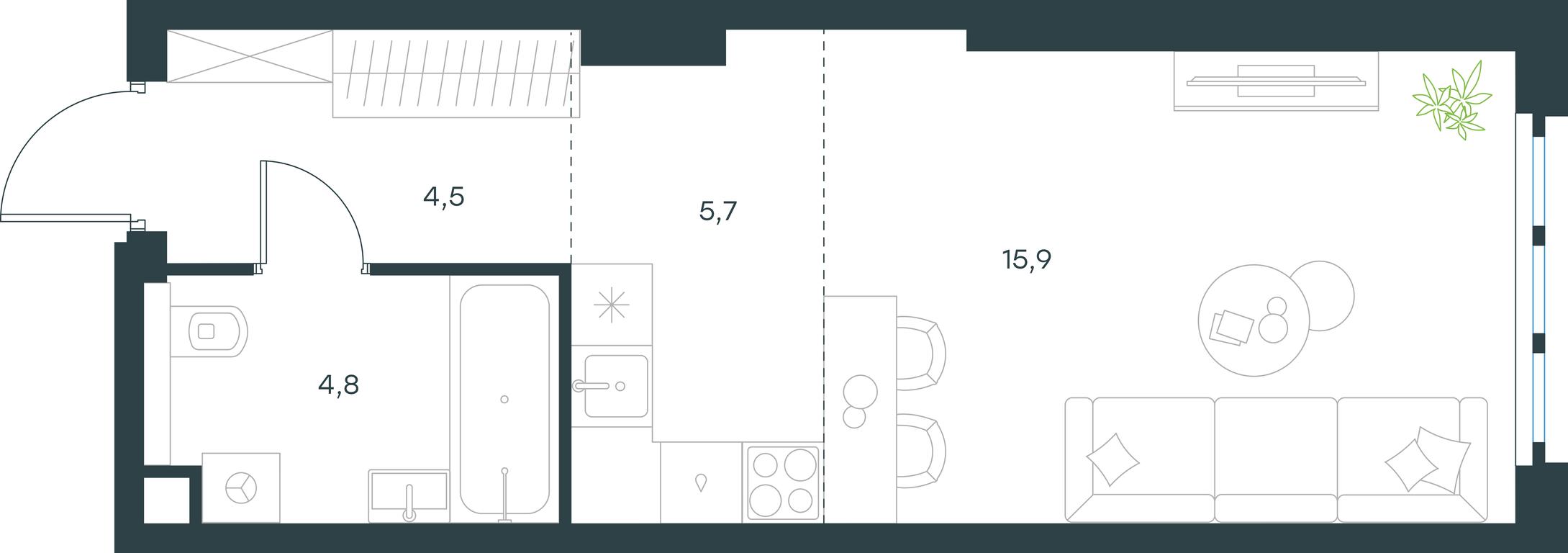 Apartment Sale, 30.9 sq. m. at Level Yzhnoportovaya, Yuzhnoportovaya Street, 28Ас17, Moscow, Russia #1