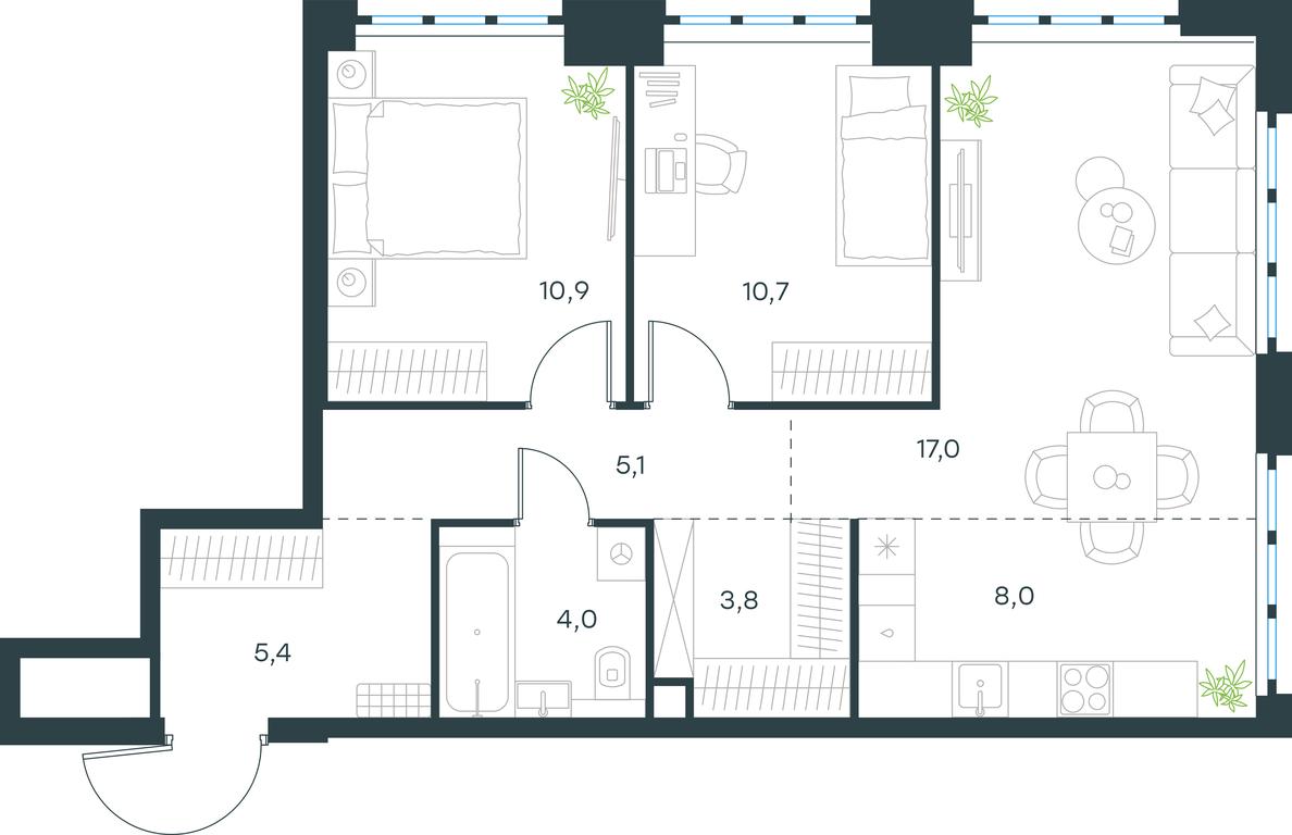 Продажа 2-комн. квартиры, 64,9 м² в ЖК «Левел Южнопортовая (Level Южнопортовая)», Южнопортовая улица, 28Ас17, Москва, Россия #1 Продажа 2-комн. квартиры, 64,9 м² в ЖК «Левел Южнопортовая (Level Южнопортовая)», Южнопортовая улица, 28Ас17, Москва, Россия #1