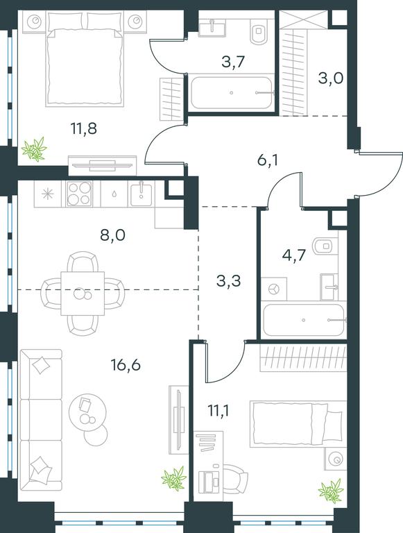 Продажа 2-комн. квартиры, 68,3 м² в ЖК «Левел Южнопортовая (Level Южнопортовая)», Южнопортовая улица, 28Ас17, Москва, Россия #1 Продажа 2-комн. квартиры, 68,3 м² в ЖК «Левел Южнопортовая (Level Южнопортовая)», Южнопортовая улица, 28Ас17, Москва, Россия #1