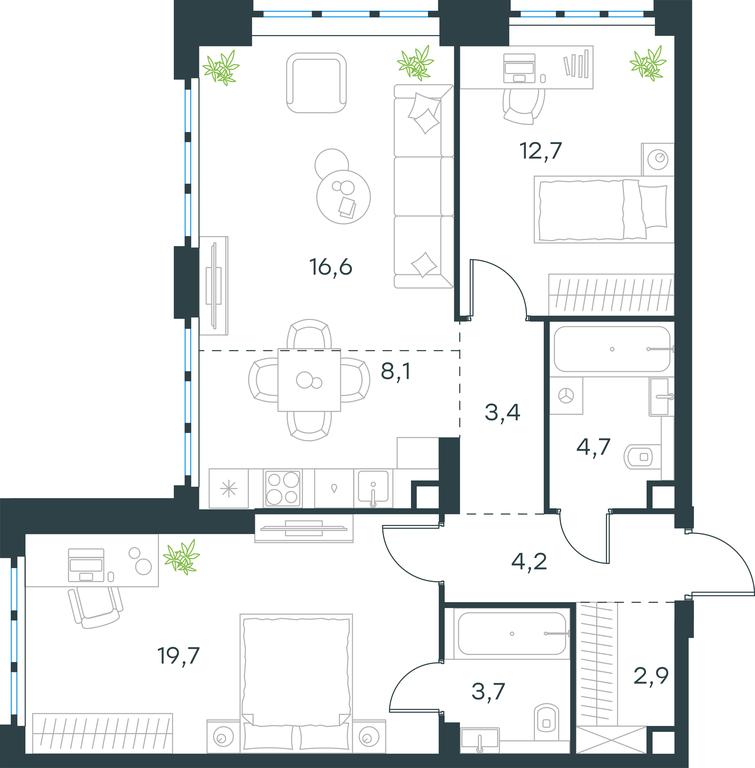Продажа 2-комн. квартиры, 76 м² в ЖК «Левел Южнопортовая (Level Южнопортовая)», Южнопортовая улица, 28Ас17, Москва, Россия #1 Продажа 2-комн. квартиры, 76 м² в ЖК «Левел Южнопортовая (Level Южнопортовая)», Южнопортовая улица, 28Ас17, Москва, Россия #1
